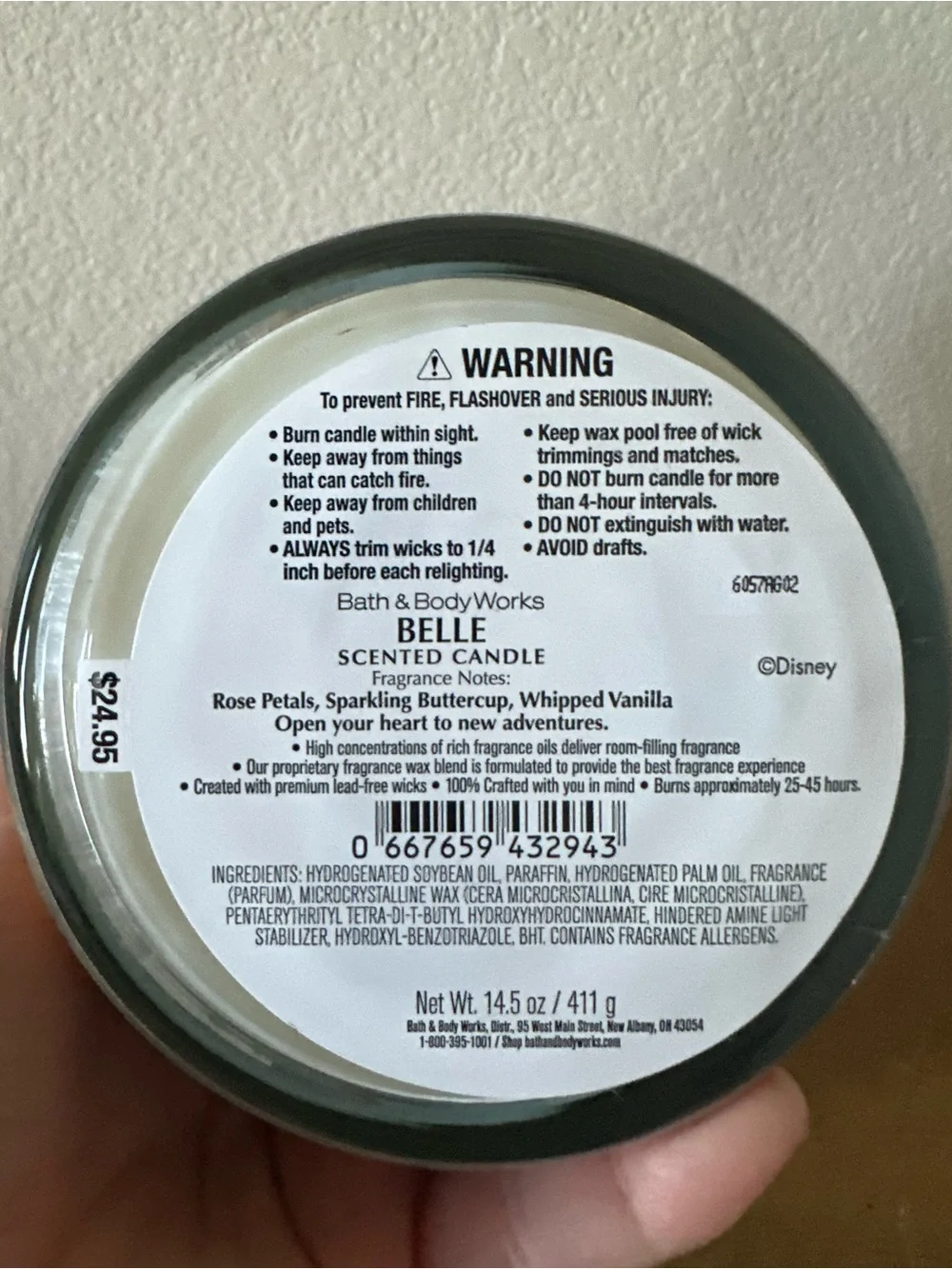 X2 Bath & Body Works Disney Princess BELLE 3 wick candles NEW - Picture 3 of 3